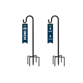 TIEBOLA Shepherd Hooks 2 Pack - 48 Inches High 1/2 Inch Thick Adjustable Rust Resistant Shepards Hooks with 5 Prong Base for Hanger Holder, Wedding Decor, Lanterns, Flower Basket, Bird Feeder.