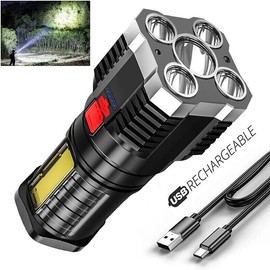 GEARGADGET Super Bright LED Torch Flashlight Tactical Camping Outdoor Lamp USB Rechargeable