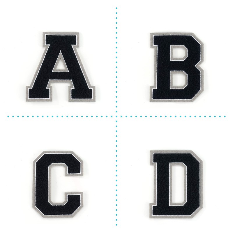 Terry Cloth Letter A-Z | Black, White, Grey | 9.5