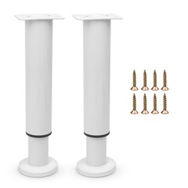 Riobby Adjustable Metal Furniture Legs, Heavy Duty Cabinet Legs, Adjustable Height Bed Frame, Center Support Legs, Replacement Legs for Dressing Table/Sofa/Bed/Chair, 18-32 cm (White, 2 Pack)