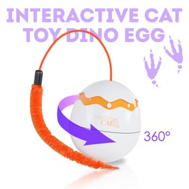 PUREVACY Interactive Cat Toy Dino Egg, White Automatic Toy with 360-Degree Rotation, Auto Shut-Off, Interactive Cat Toys for Indoor Cats, Kittens, Sturdy ABS Plastic Moving Cat Toy