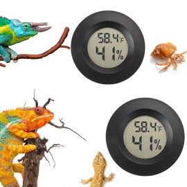 Reptile Thermometer and Humidity Gauge Digtal Terrarium Thermometer Circular Bearded Dragon Cage Accessories Reptile Temp and Humidity Gauge for Leopard Gecko Hermit Crab Gecko Lizard Etc 2pc