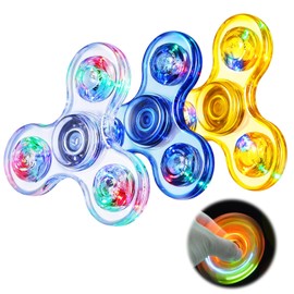 3 Pcs Fidget Spinners for Kids, Fidget Toys, Glow Fidget Spinner Toys Set for Kids for Party Supplies Toys Decrease Decompression Graduation Gifts (3pcs (transparent + blue + yellow))
