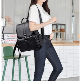 BUKESIYI CCJP78126 Women's Backpack, Mini Backpack, Pochette, Large Capacity, Waterproof, Rucksack Backpack for Women, PU Leather, Black