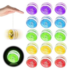 Lotvic 15 Pcs Light Up YoYo, Plastic LED Yoyo Kids, Responsive Yoyo Ball, Bearing Yoyo for Kids Beginners, Entertaining Yoyo for Party Bag Fillers, Classroom Prizes, Birthday Favors (Random Colors)
