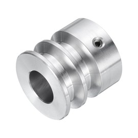uxcell V-Type Pulley 14mm Bore 30mm Outer Dia Double Groove Aluminum Alloy for Motor Shaft Drilling Machine 6mm(1/4") PU Shape Belt