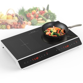 GIHETKUT Double Induction Cooktop, 4000W 2 burner Induction cooktop with LED Touch Screen 10 Levels Settings with Child Safety Lock & Timer 110V Electric burner with hot plate