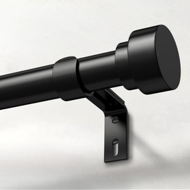 IFELS Heavy Duty Curtain Rods for Windows 66 to 120 Inch, 1 Inch Adjustable Black Curtain Rod Set with Easy Installation and Modern Design (A1,Black,30-120")