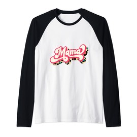 Mama Leopard Print Retro Mothers Day Vintage Womens Raglan Baseball Tee