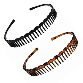 Topkids Accessories Zig Zag Shark Tooth Head Band Teeth Hair Band Alice Band Comb Headband Zigzag Hairband Wavy Grip Wave Gripper Saw Toothed Aliceband (2pc Black + Tort 2cm Teeth)