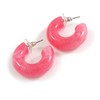 Small Acrylic Thick Half Hoop Earrings with Marble effect in