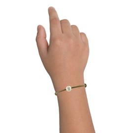 Les Poulettes Jewels - Childrens Bracelet - My First Pearl- Waxed Cord Bracelet - White Cultured Freshwater Pearl 6-7 mm - Classics - Pink