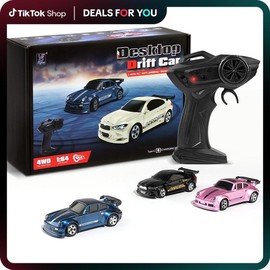 Hotfree 1/64 Mini RC Drift Car, 4WD High-Speed Full-Proportional Remote Control Sports Car with Steering Servo, LED Lights, USB Rechargeable, Desktop Entertainment Toy, Fun Birthday Gift for Kids Boys Portable Exquisite Details:_CV-E86-Black