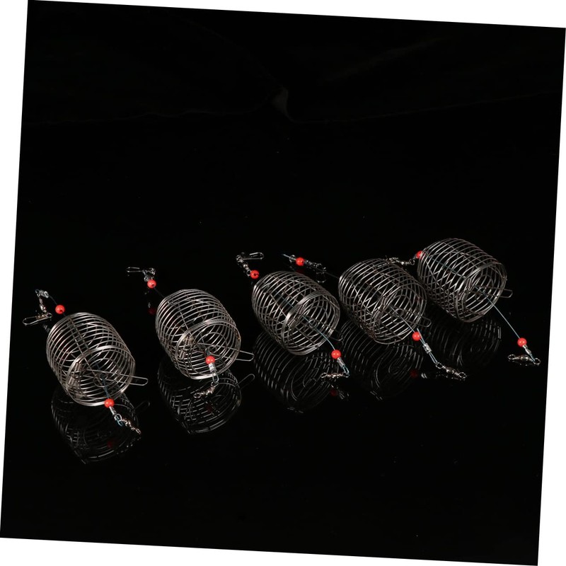 5 pcs Fishing Bait Cage Trap Basket Feeder Holder Catfishing