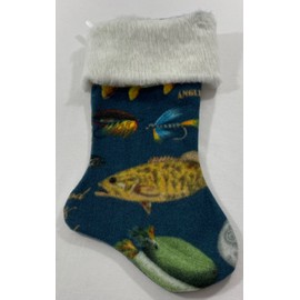 HANDMADE 16"X 9" FLEECE CHRISTMAS STOCKING FISHING