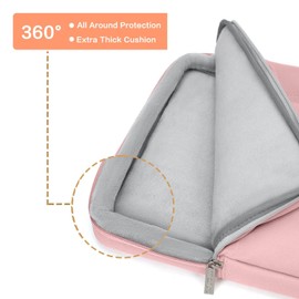 MOSISO 360 Protective Laptop Shoulder Bag Compatible with MacBook Air/Pro,13-13.3 inch Notebook,Compatible with MacBook Pro 14 inch 2023-2021,Side Open Sleeve with 3 Front Pockets&PU Handle&Belt, Pink