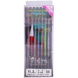 Shimoda Fishing Gear SIB-1127S Spear Squid Sabiki Vidro 4.3 inches (11 cm), 2 Tiers - 7 Pieces with Sutte