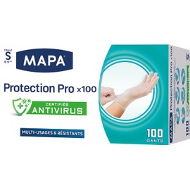 Mapa Disposable Vinyl Waterproof Latex Free Gloves Certified Anti-Theft Heavy Duty Multi Purpose (Box of 100) Small (1 Pack)