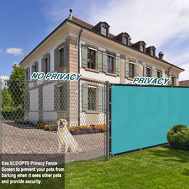 ECOOPTS 5'x17' Turquoise Privacy Fence Screen Windscreen with Copper Grommets, fit for Commercial Fence and Residential Garden Outdoor Living 260GSM 90% UV Blockage, Cable Zip Ties Included