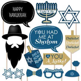 Big Dot of Happiness Happy Hanukkah - Hanukkah and Chanukah Photo Booth Props Kit - 20 Count