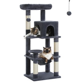 PEQULTI 45.7'' Cat Tree for Indoor Cats with Metal Frame Big Hammock, Cat Tower for Small or Medium Cats with Cat Condo House, with Scratching Posts and Top Perch, Dark Grey