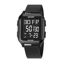 LIWEARE Casual Sports Watch Unisex Digital Watch 10 m Waterproof Sports Watch Stopwatch Calendar Luminous Digital Watch with Alarm Clock, black, Strap.