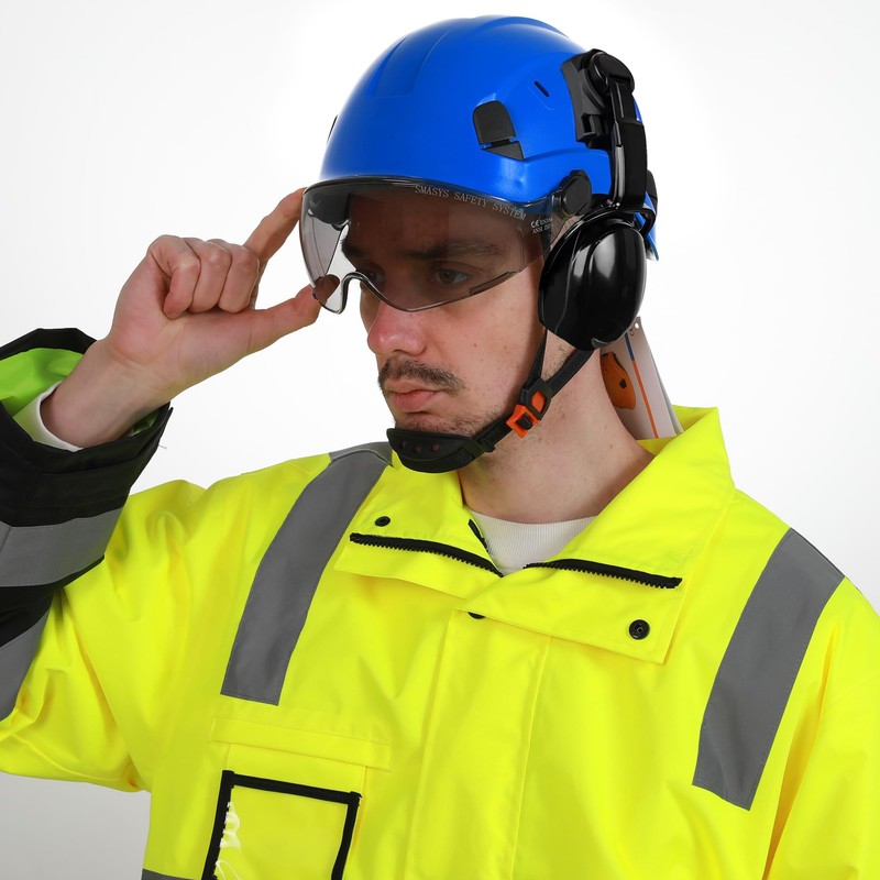 SMASYS Safety Hard Hat ABS Helmet Adjustable with Visor 6-Point