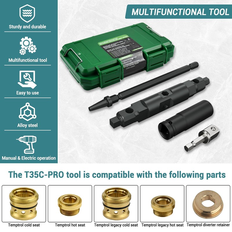 T35C-PRO Temptrol Universal Seat Removal Tools for Symmons, Professional Multi-Function