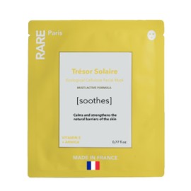 RARE Paris - Trésor Solaire Soothing Facial Mask - Soothing & Calming Sheet Mask with Arnica & Vitamin E- Soothing, Firming, Revitalizing - Made in France - 1 Sheet