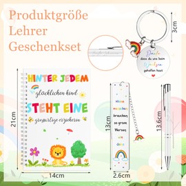 Farewell Gifts for Teacher Teacher Cartoon Spiral Notebook Metal Bookmark Pearl Angel Keyring for Nursery Teacher Nursery