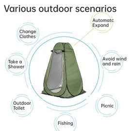 Versatile Pop-Up Privacy Tent for Outdoor Shower, Changing Room, Portable Toilet, and Camping Shelter - Olive drab, Military Green - with Zipper Doors and Windows - 47.24“x47.24”x74.80“