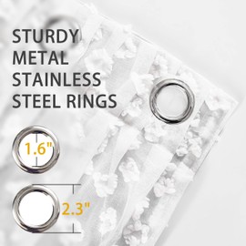 DriftAway White Pinch Pleated Voile Chiffon Blackout Curtain Liner Embroidered with Pom Pom 2 Layers Grommet Curtain for Kids Girls Nursery Room 84 Inch One Panel