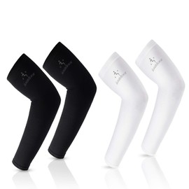 ioutdoor Arm Sleeves Cooling UPF 50+, Compression Arm Warmers, Sun Protection Arm Sleeves, Elastic, Breathable, Anti-Slip, No Fading, Pilling-Resistant, Unisex Sleeves for Outdoor Sports, Black and white (2 pairs), Einheitsgröße
