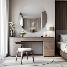 FARMER Frameless Round Mirror, 30 inch Circle Mirror with 1" Beveled Edge, Beveled Bathroom Mirror for Wall, Vanity, Bedroom, Living Room