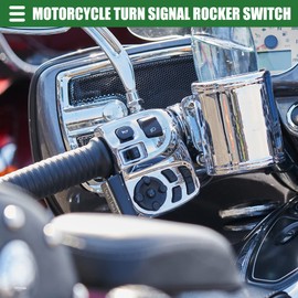 Motoforti Universal Backlit Turn Signal Rocker Switch 4 Pin 3 Position ON Off ON LED Switch, Motorcycle Boat Off-Road Switch, Plastic Metal, Black