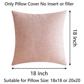 Demetex Pink Cushion Covers 45 x 45 Modern Linen Cushion Cases Soft Square Decorative Cushions for Bedroom Baby Room Nursery Decorations, 45x45 cm, Set of 2, Pink