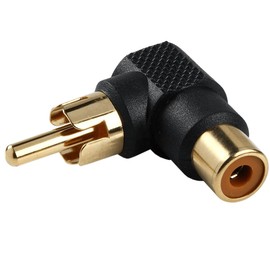 CABLEPELADO Stereo Audio Adapter RCA | RCA Angled Adapter | 90 Degree RCA Adapter | RCA Male to RCA Female | PVC | Gold Plated Connectors | Black