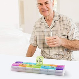 Pastillero Semanal, Organizador de Medicamentos Pastillas con 7 Compartimentos Dosificador de Comprimidos 7 Dias Dos veces al día Pastillero Diario de Viaje