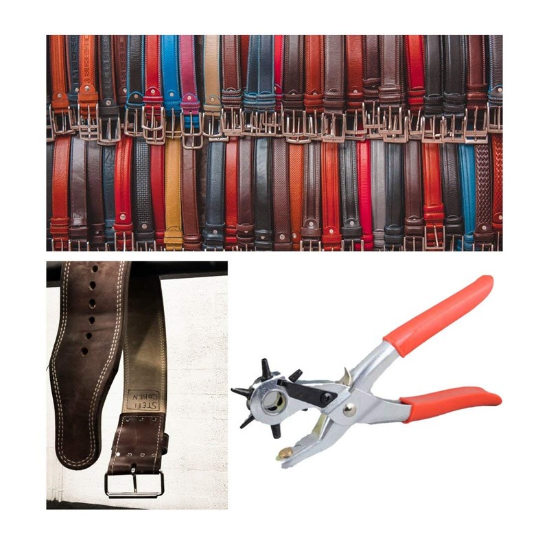 JZK Leather Hole Punch, Multi-Sized Belt Hole Puncher, Heavy Revolving