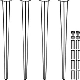 Happybuy Hairpin Table Legs 36" Black Set of 4 Desk Legs 880lbs Load Capacity (Each 220lbs) Hairpin Desk Legs 3 Rods for Bench Desk Dining End Table Chairs Carbon Steel DIY Heavy Duty Furniture Legs