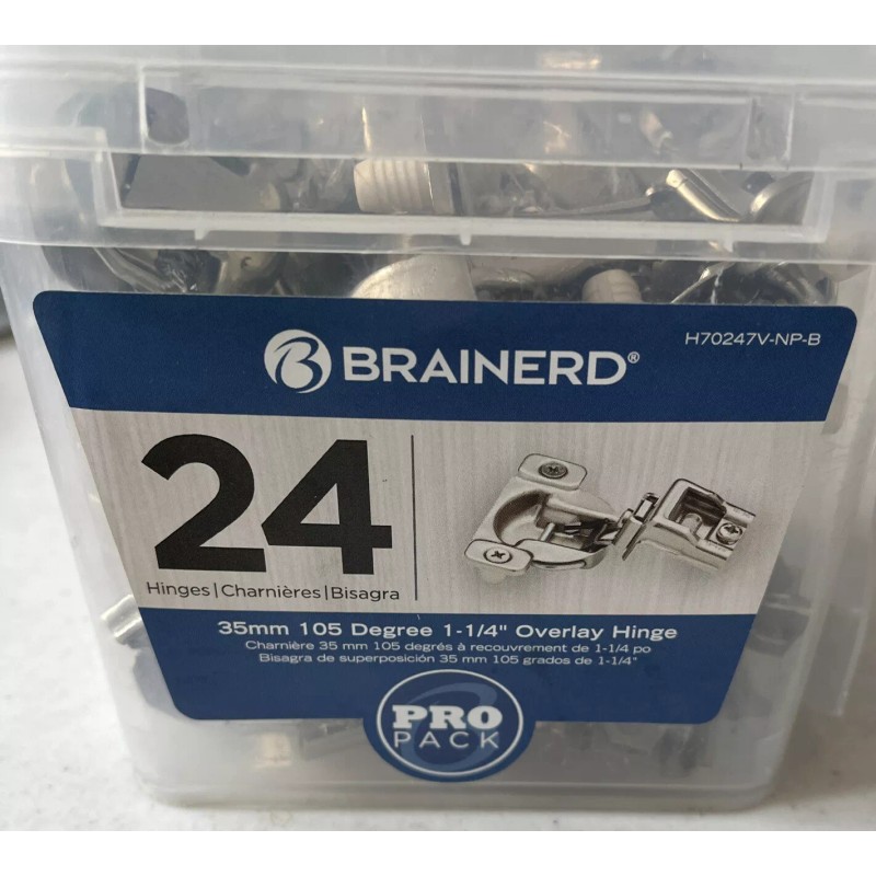 Brainerd [24 Pack]BRAINERD 35 mm 105 Degree 1-1/4" Overlay Hinges