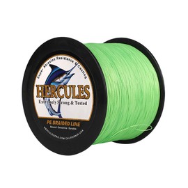 HERCULES H¨¦rcules L¨ªnea de Pesca Trenzada, 500M, PE 8 hebras, para Todo el a?o, Verde fosforescente, 200lb/90.7kg 0.75mm