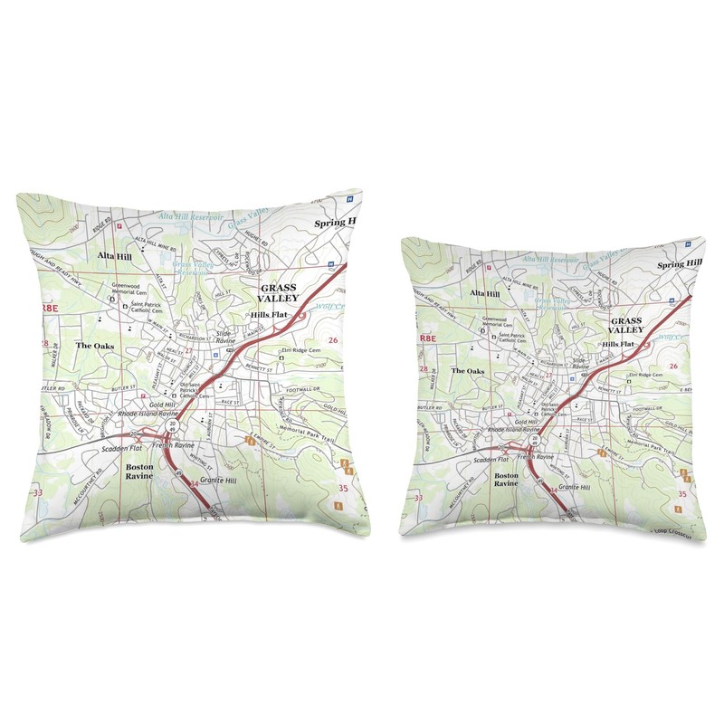 Grass Valley CA Map (2018) Throw Pillow