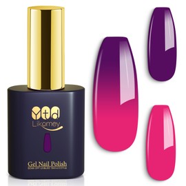 YTD Likomey Color Changing Gel Nail Polish,15ml Hot Pink To Plum Purple Mood Temperature Change Colors Thermal UV Nail Gel Varnish,WB10