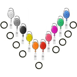 Colourful Carabiner YO YO Retractable Belt Clip with Rubber O Ring Bottle Holder (Ring 22mm Wide) Nurse Doctor (Yellow)