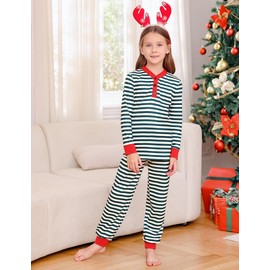 iClosam Family Pajamas Matching Sets, Cute Christmas Striped 2 Piece Sleepwear, Holiday PJs Jammies for Women/Men
