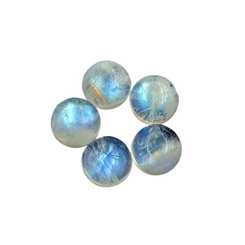 SGM Shop™ Natural Rainbow Moonstone Calibrated 10mm Round Shape 5Pcs Cabochon Loose Gemstone A+ Quality For Jewelry, Earrings, Pendant Making, Crafts & DIY, Wedding Gift, Wire Wrapping Crystals