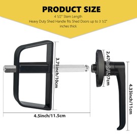 Hurrikom Shed Door L-Handle Lock Kit -Shed Door Latch with 4-1/2" Stem,Shed Door Lock Matching Set Includes 5 Keys for Sheds Doors, Playhouses, Chicken Coops,Camper, RV, Garage Door(Black).
