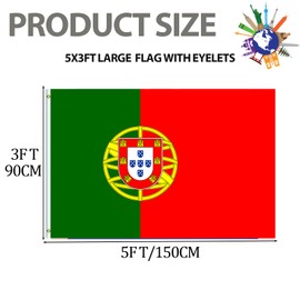 5x3ft Large Portugal Flag Portuguese Flag for 2025 Decorations,Big Deutschland National Flag Games 2025 Football Sports Events Celebration Parade Bar Garden Outdoor Party Decor