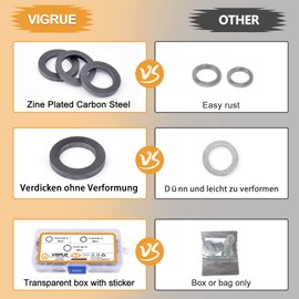 VIGRUE Pack of 90 Fitting Rings Galvanised Steel Mixed Assortment Diameter 10.2/11.2/12.2 mm Door Washers Set Washers in Assortment Box